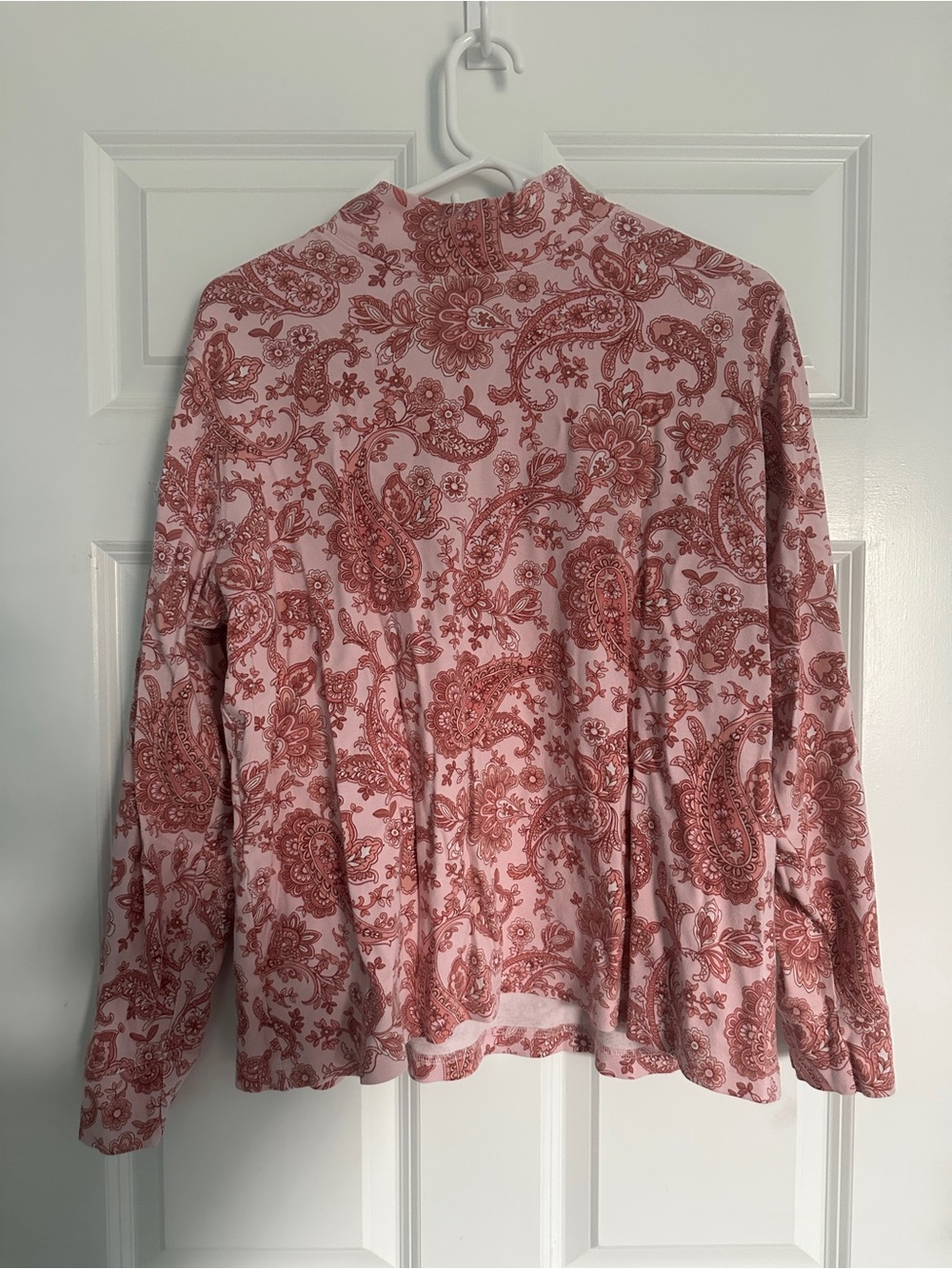 Lands' End Pink and Rust Paisley Long Sleeve Top